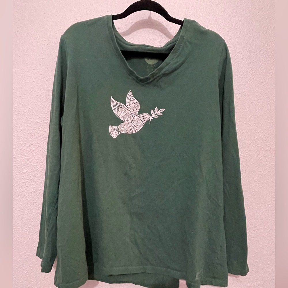 Life Is Good Long Sleeve Dove T-Shirt Women’s Size XXL Crusher Tee 100% Cotton